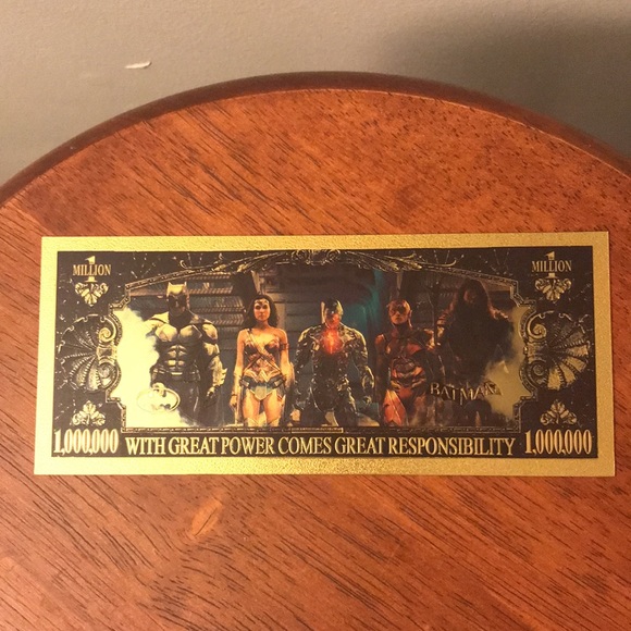 NEW!💯BATMAN &JUSTICE LEAQUE 24k GOLD NOVELTY NOTE w/CERTIFICATE OF AUTHENTICITY - Picture 2 of 4